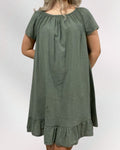 Puuvillafrillamekko Khaki