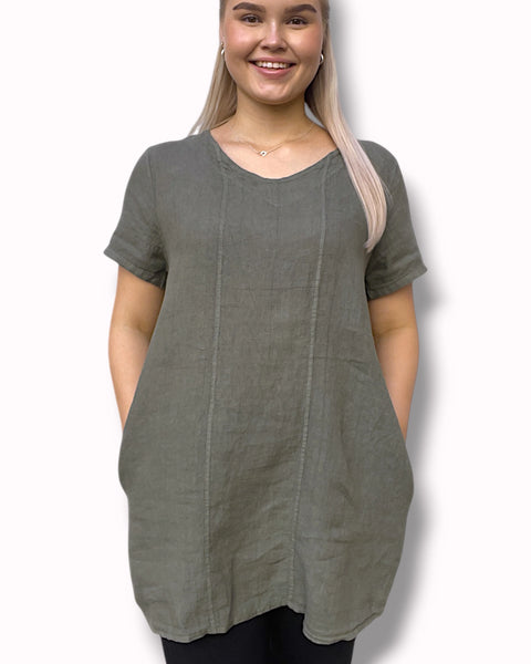 Pellavatunika Basic - khaki