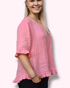 Pellavapaita Isabella persikkainen roosa