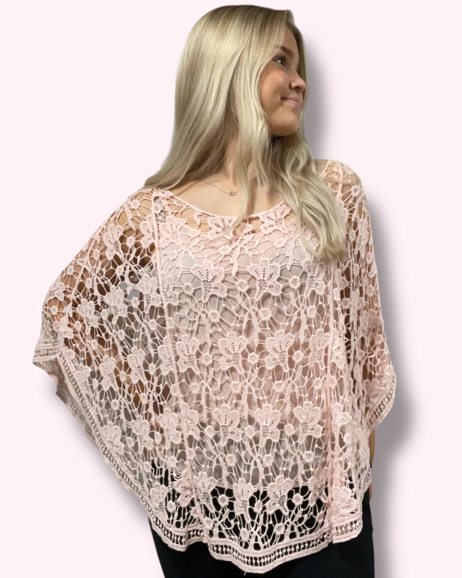 Pitsiponcho vaalea roosa