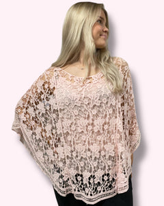 Pitsiponcho vaalea roosa