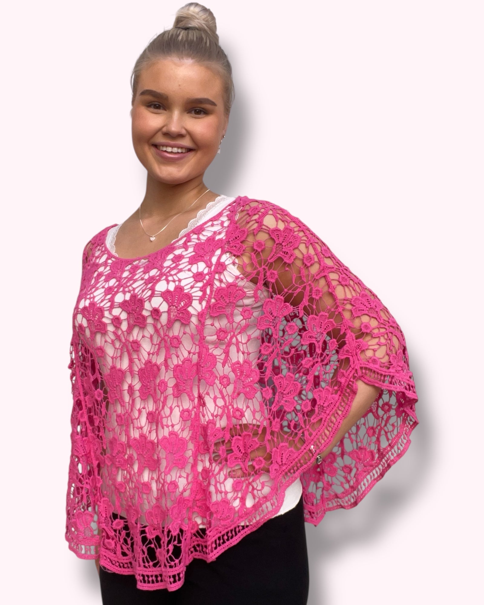 Pitsiponcho pinkki