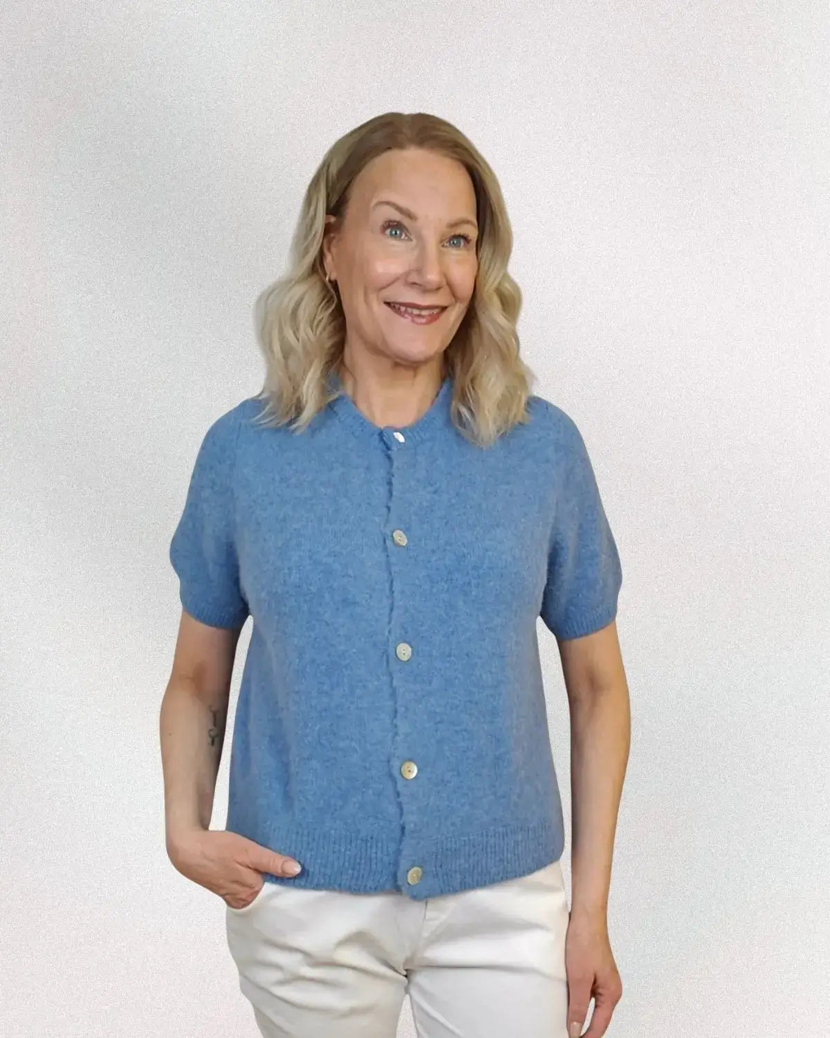 Alpakkatakki lyhythihainen – Jeans - Jeans - Neuletakki