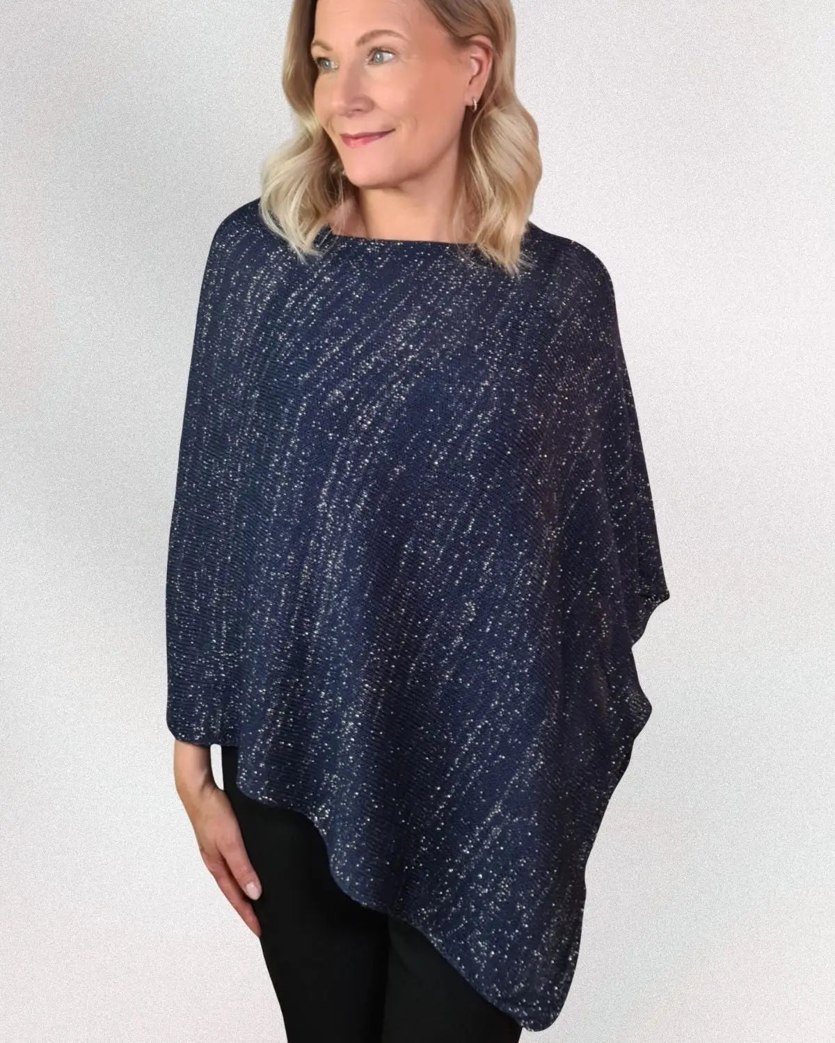 Kimalleponcho t.sin - Tummansininen - Poncho