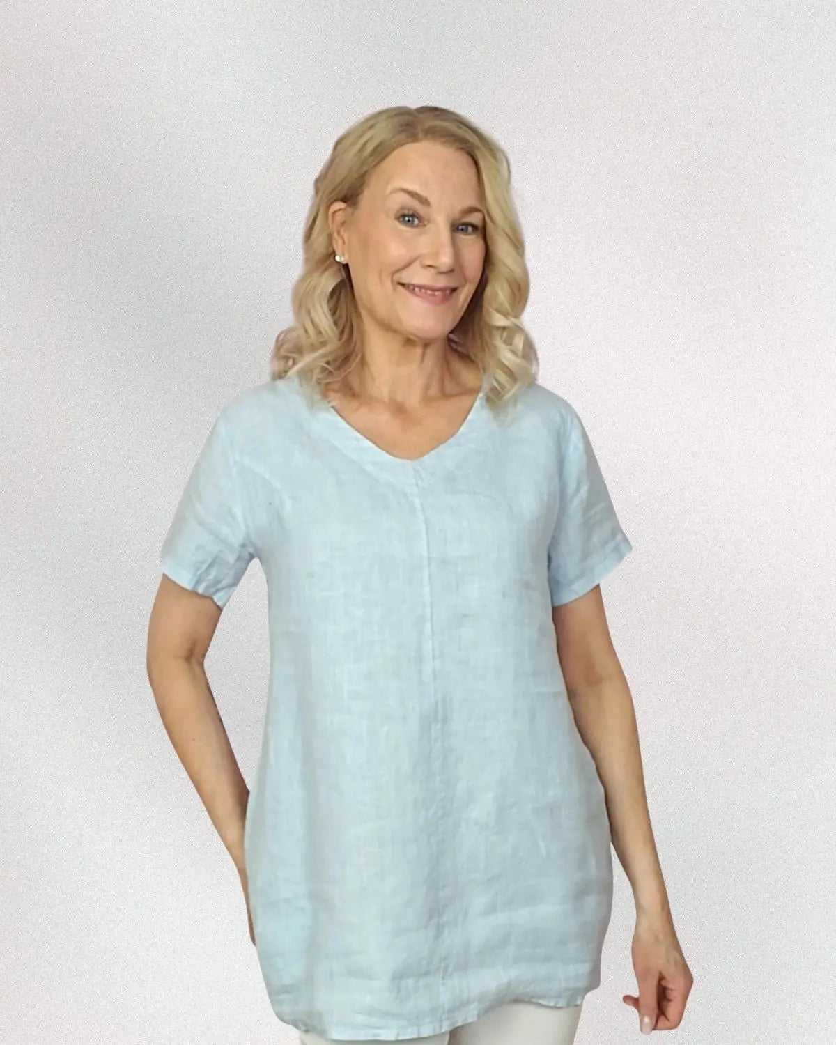 Pellavapaita Lisa Vaaleansininen - Vaaleansininen - Paita