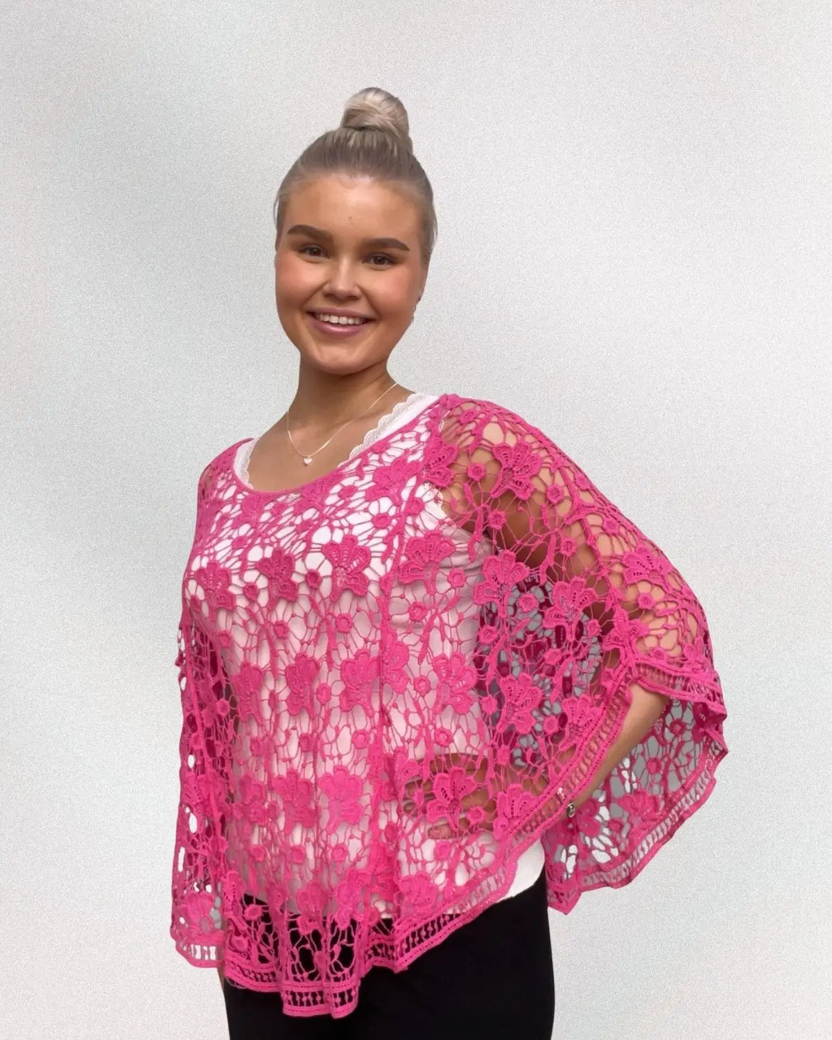 Pitsiponcho pinkki - Pinkki - Poncho