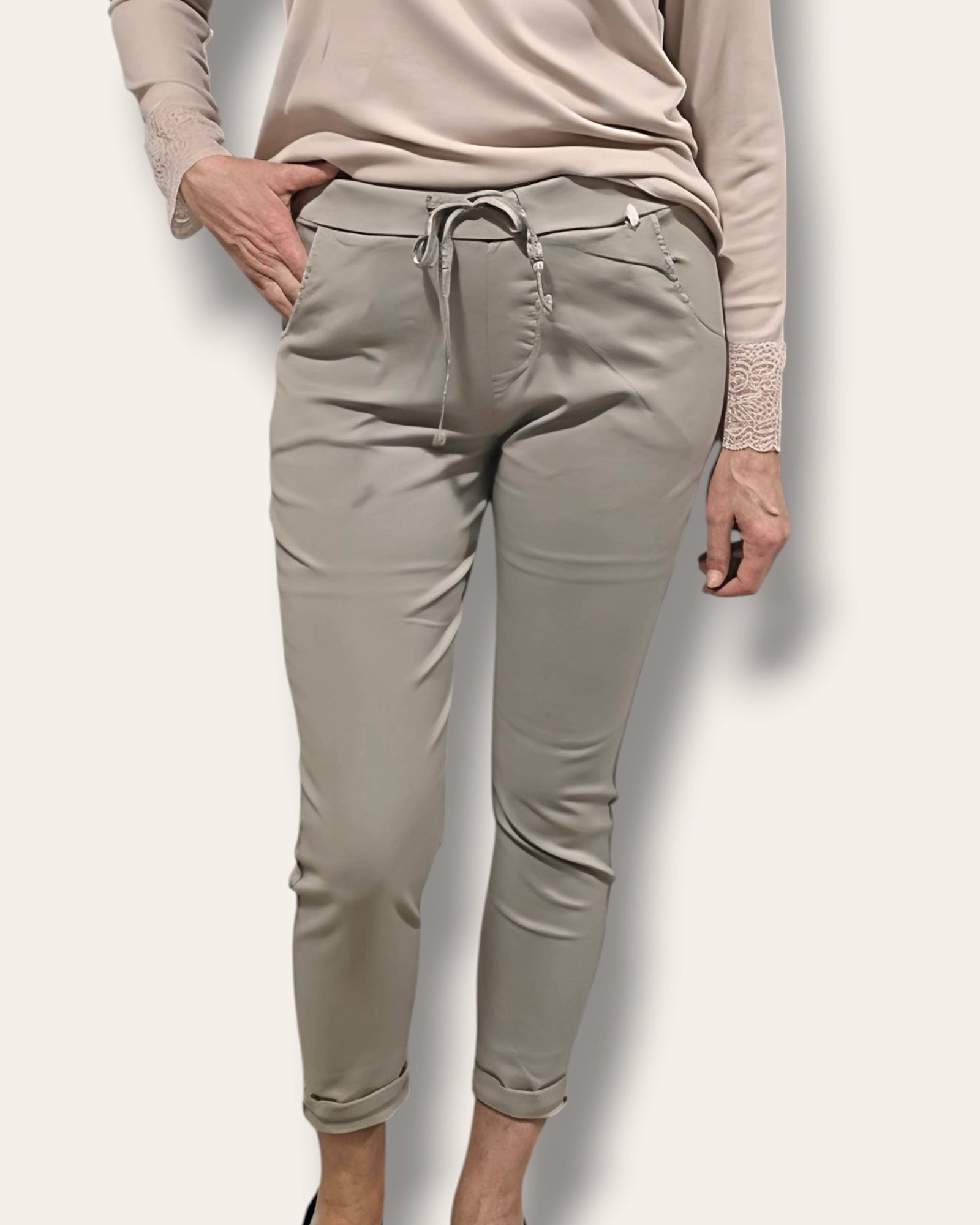 Joustavat joggerihousut taupe