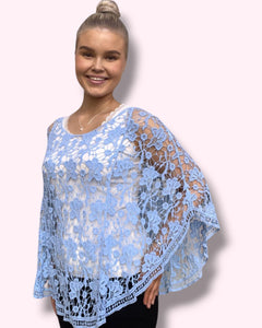 Pitsiponcho vaaleansininen