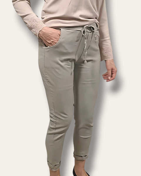 Joustavat joggerihousut taupe