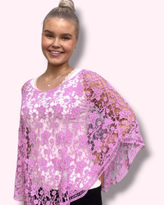 Pitsiponcho vaaleanpunainen