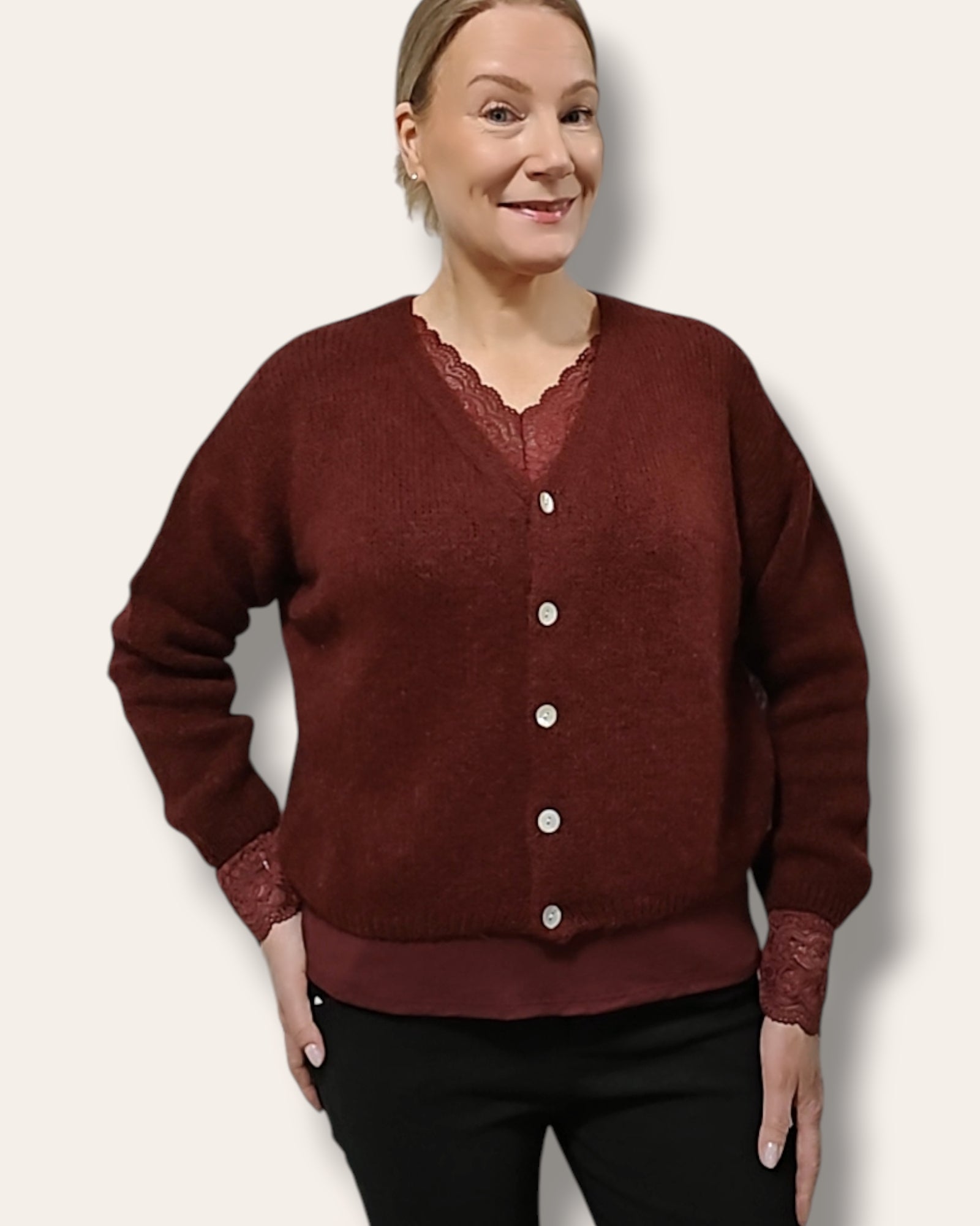 Neuletakki mohair burgundi