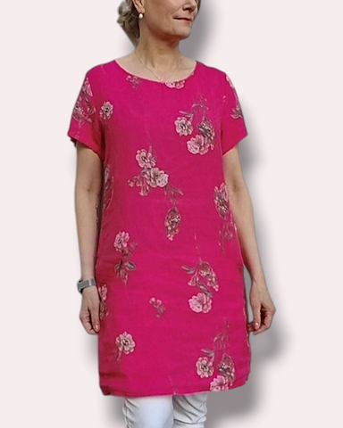 Pellavamekko kukka fuksia