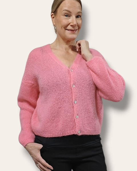 Neuletakki mohair pinkki