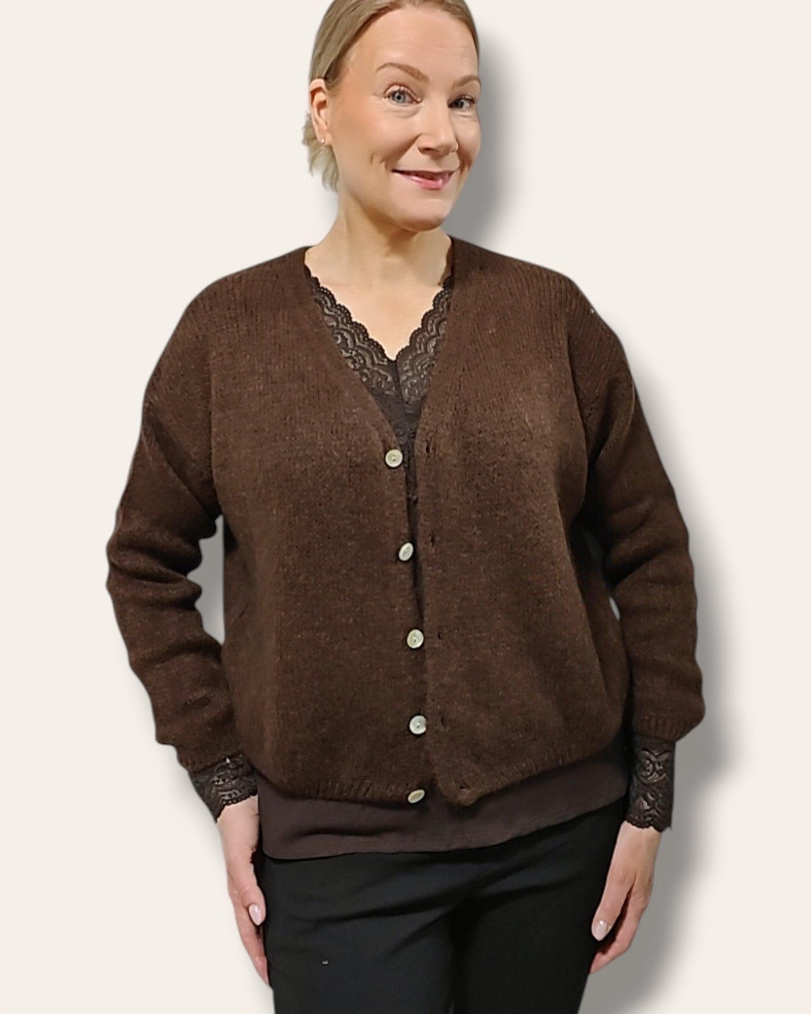 Neuletakki mohair ruskea