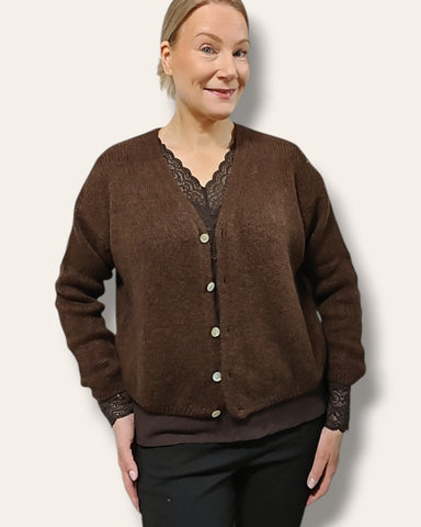 Neuletakki mohair ruskea