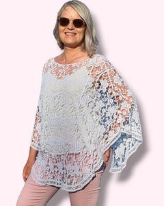 Pitsiponcho valkoinen