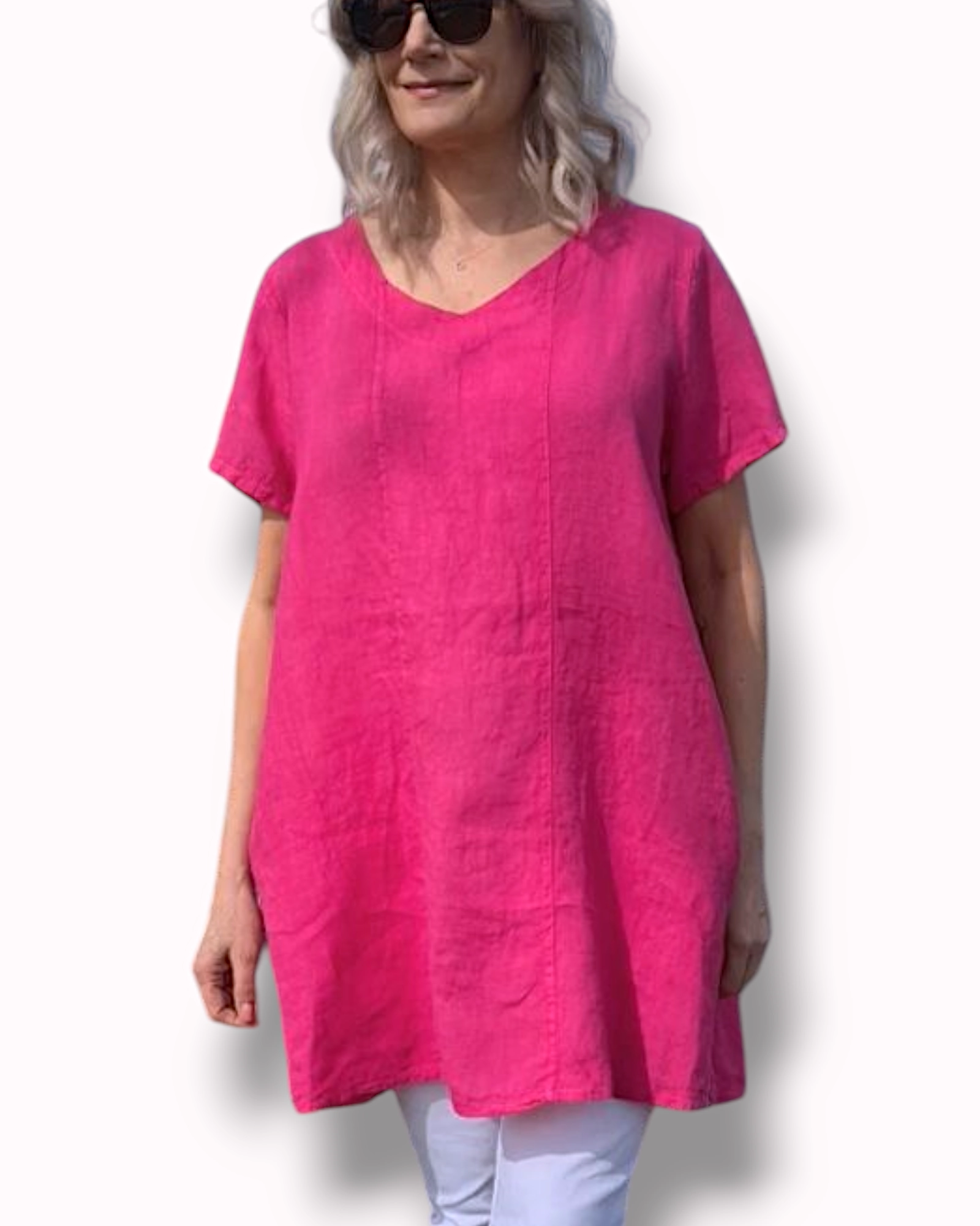 Pellavatunika Basic fuksia