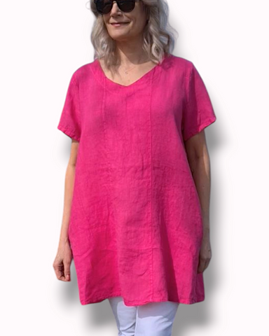 Pellavatunika Basic fuksia