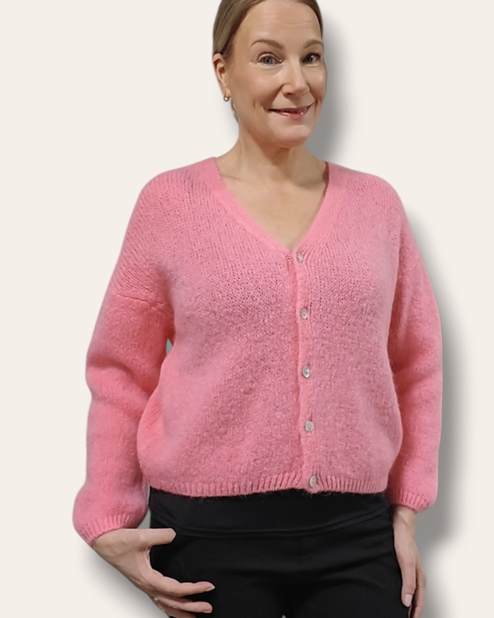 Neuletakki mohair pinkki
