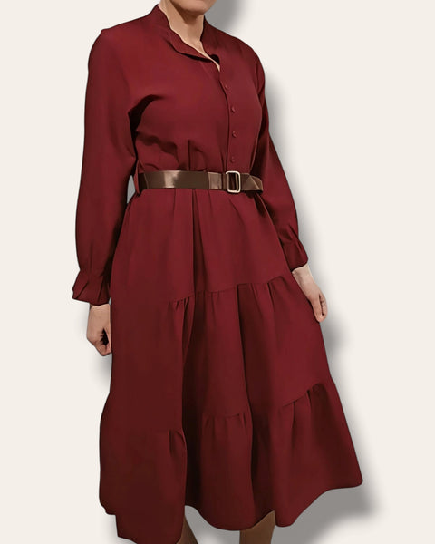 Paitamekko vyöllä burgundi